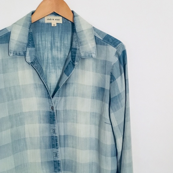 GUC Anthropologie Cloth & Stone Check Chambray - M - Picture 1 of 6